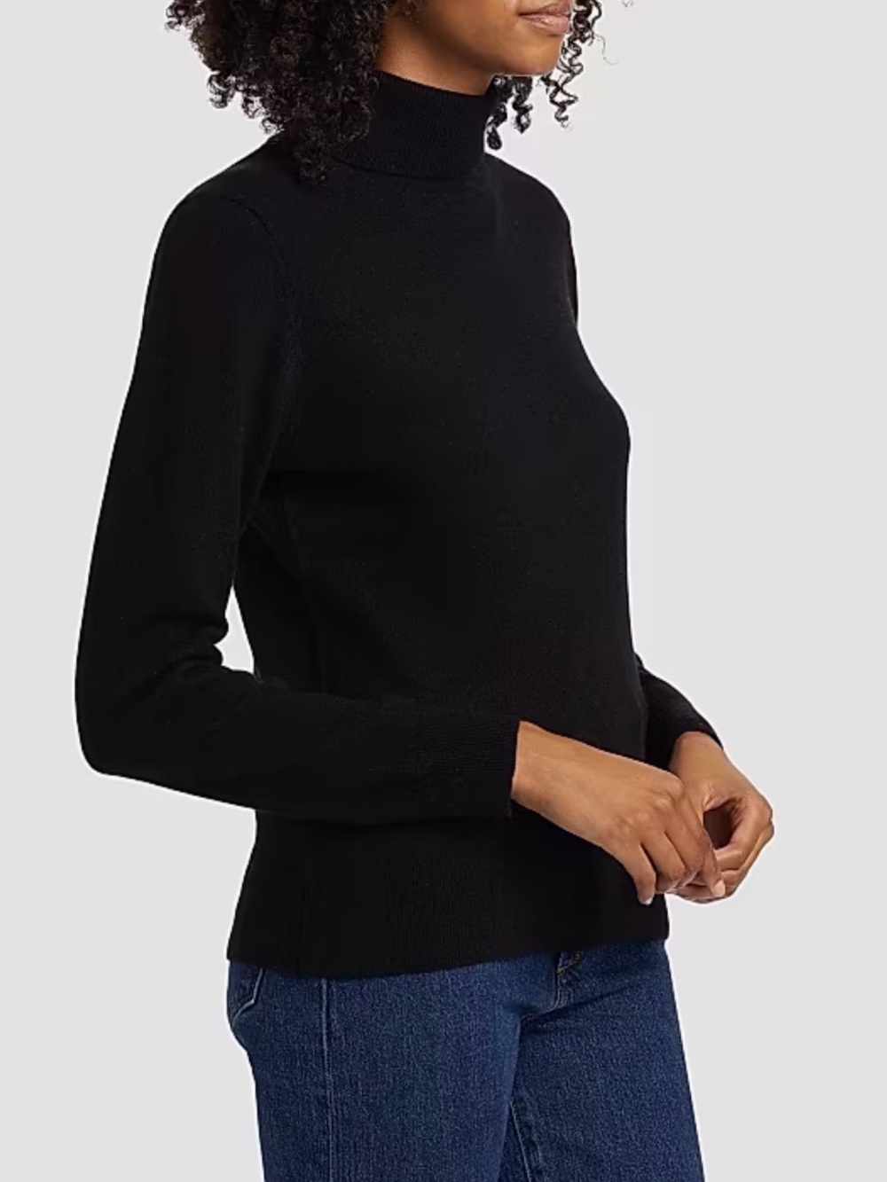 Saks Fifth Avenue 100% Cashmere Black Turtleneck Sweater Sz M